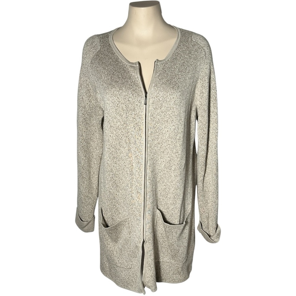 Nicole Miller Heathered Cream Longline Cardigan
